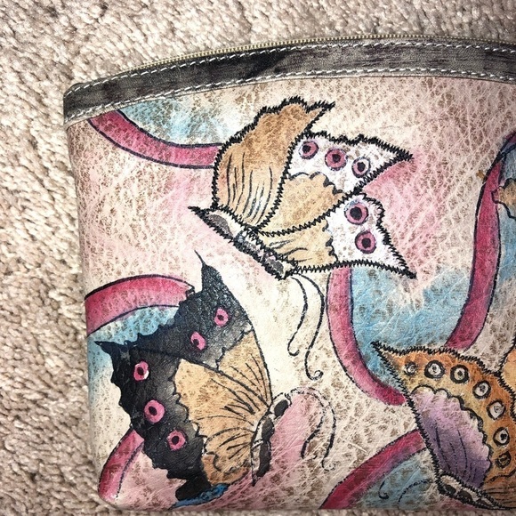 Emily Ann of Boca Raton Handmade Leather Clutch with Butterflies 8x6 - Picture 9 of 10